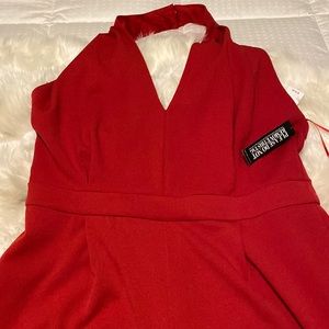 NYandCo RED HALTER JUMPSUIT